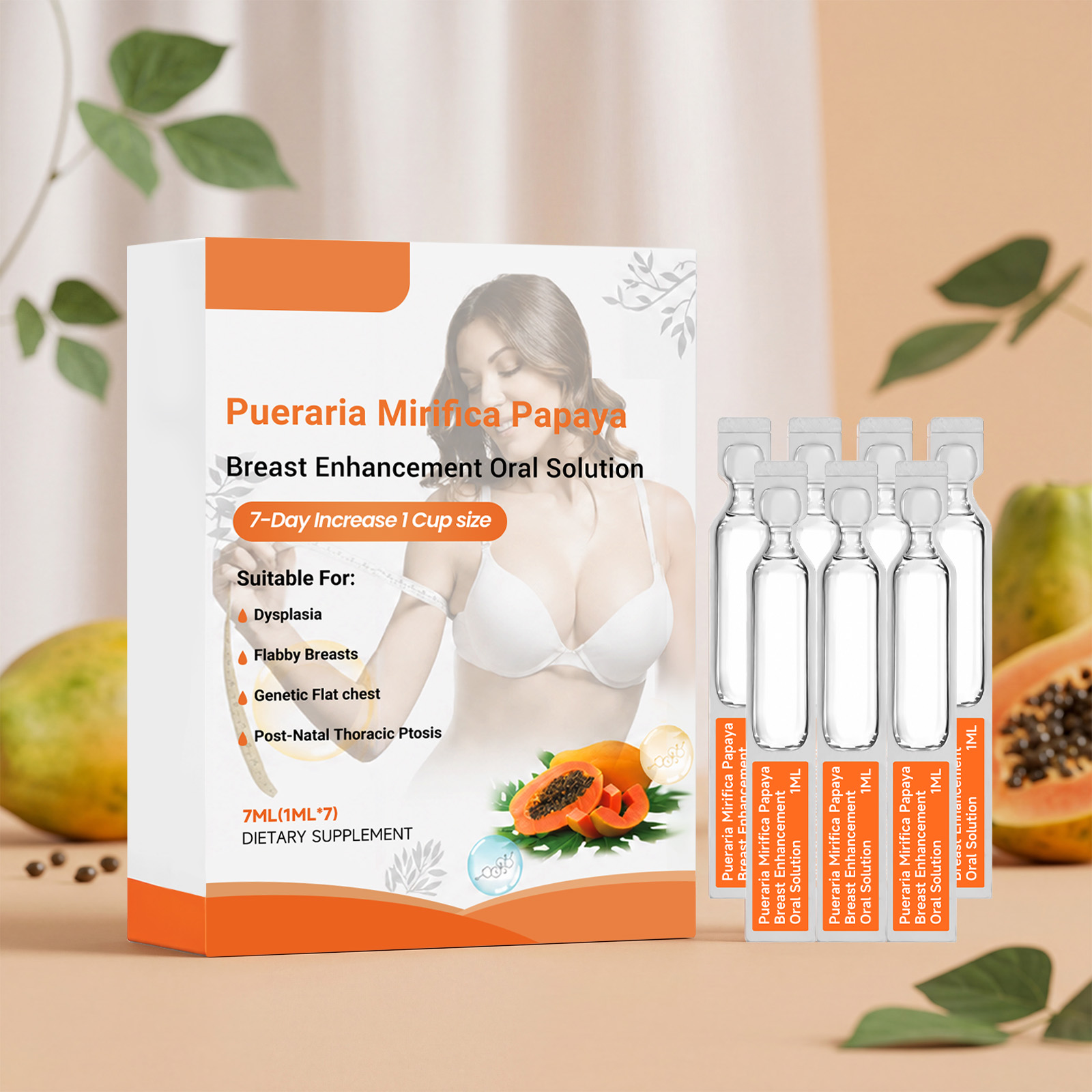 Papaya Oral Solution With Wild Pueraria Papaya Extract Liquid Easy Absorption Female Nourishing Health Care