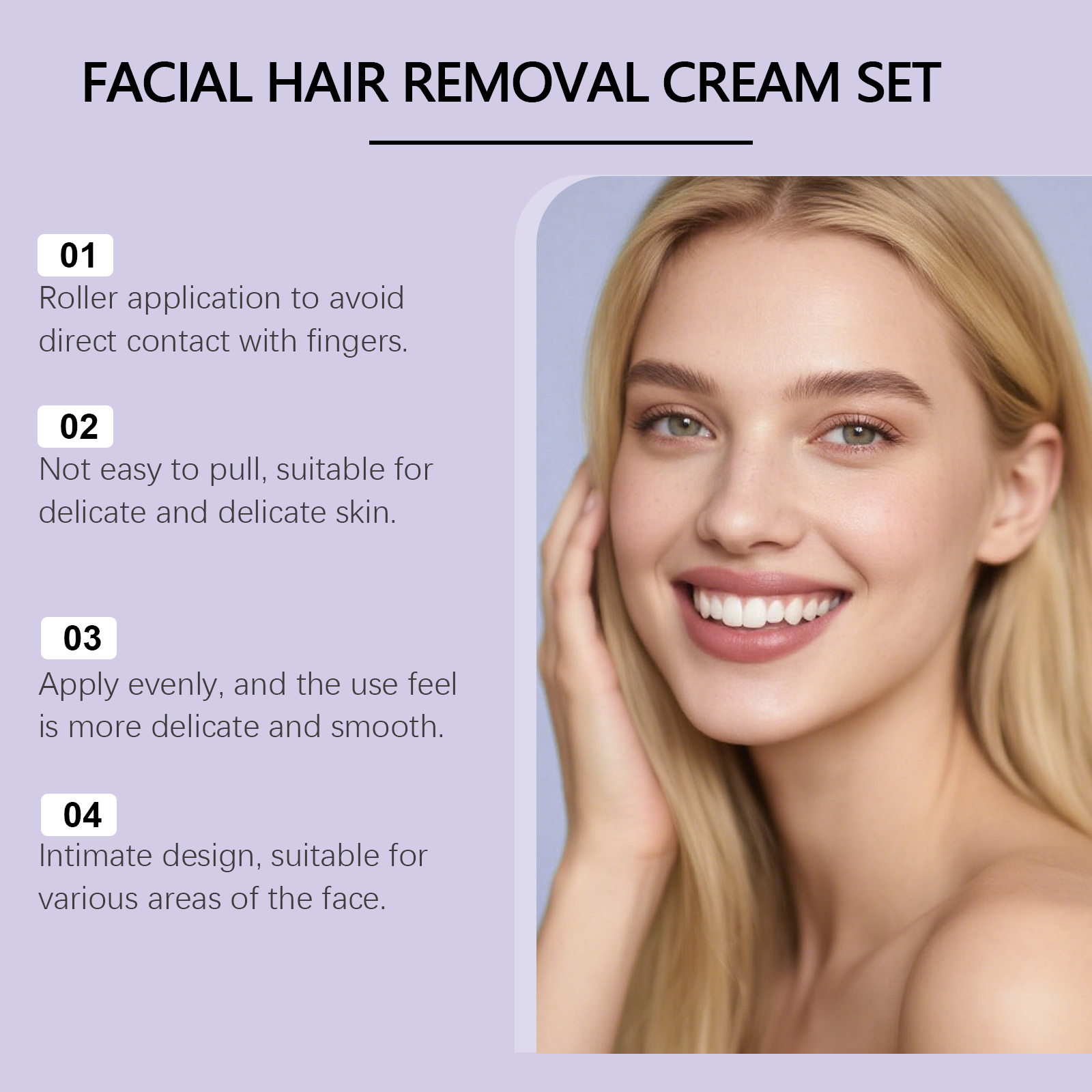 Facial Hair Removal Kit Gentle Care Daily Clean Facial Skin Delicate Moist Smooth Face Depilatory Cream