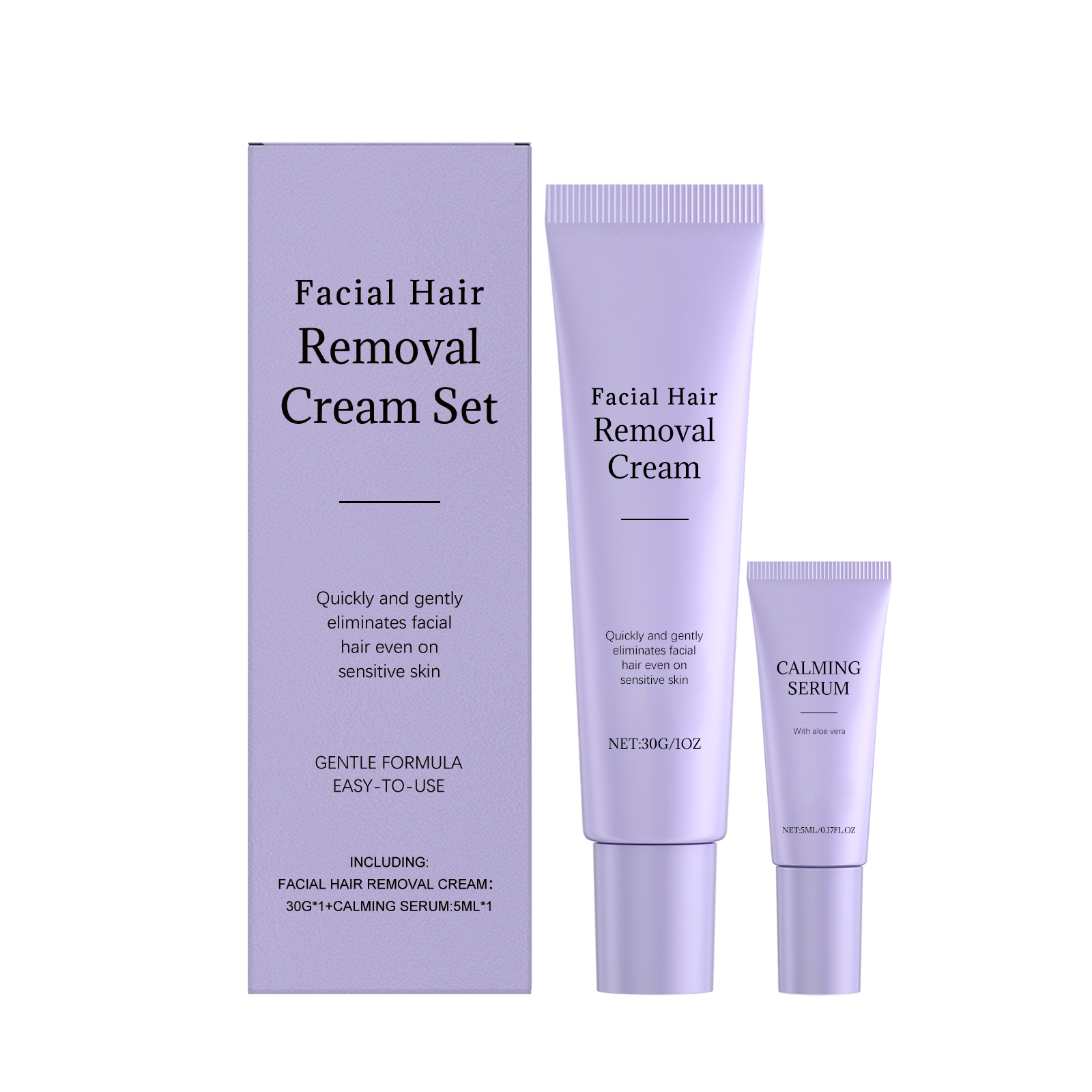 Facial Hair Removal Kit Gentle Care Daily Clean Facial Skin Delicate Moist Smooth Face Depilatory Cream