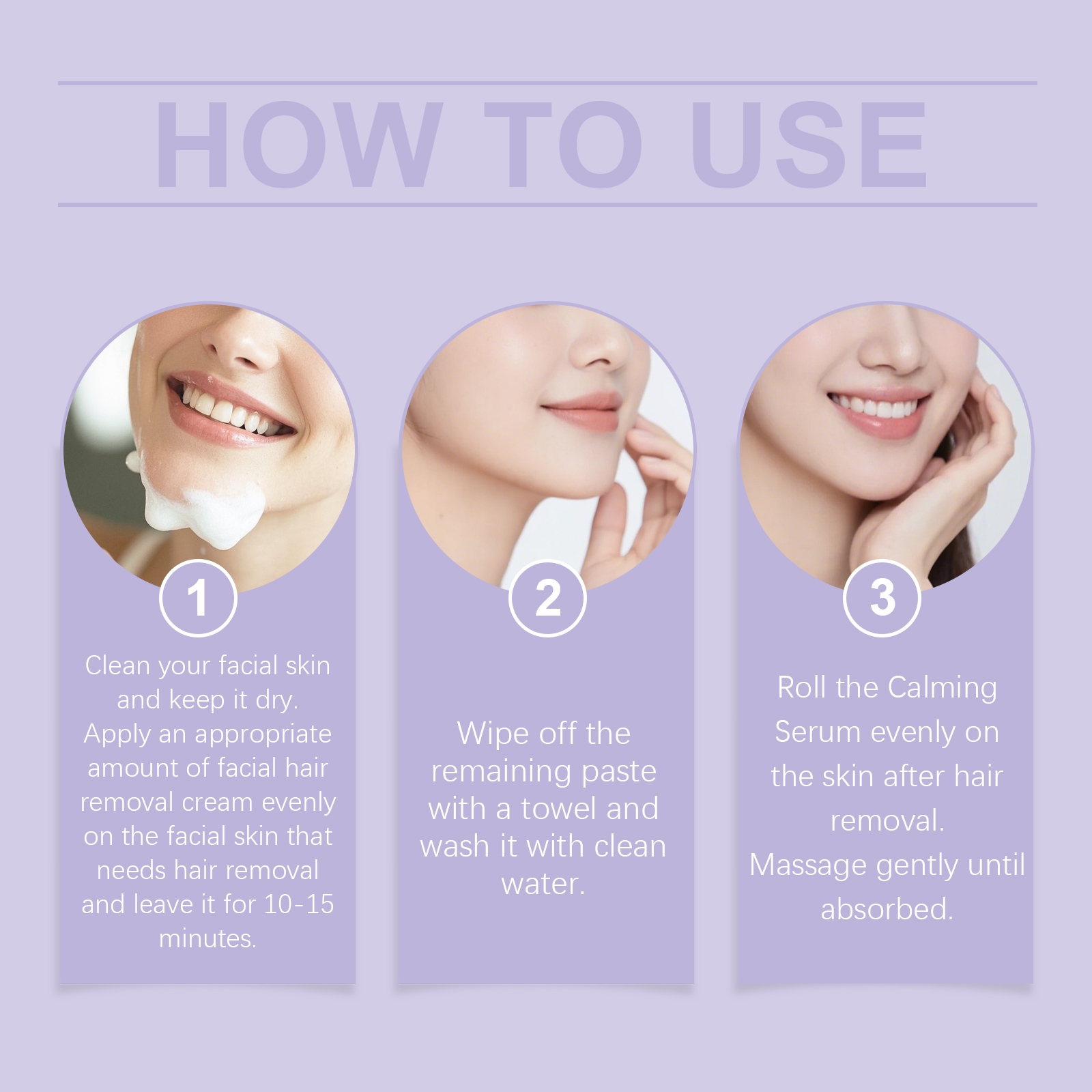Facial Hair Removal Kit Gentle Care Daily Clean Facial Skin Delicate Moist Smooth Face Depilatory Cream