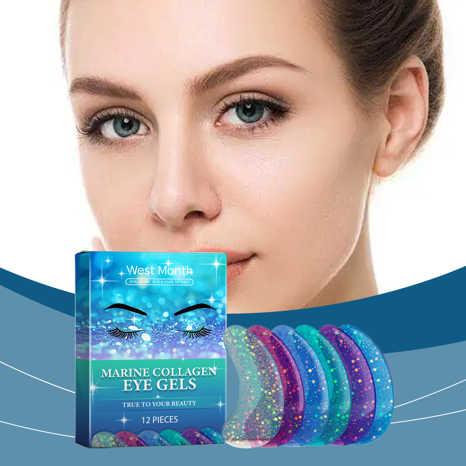 Hydrogel Eye Mask Hydrating Fine Lines Collagen Hyaluronic Acid Pearl Extract Soothing Under Eye Patches 60 Count