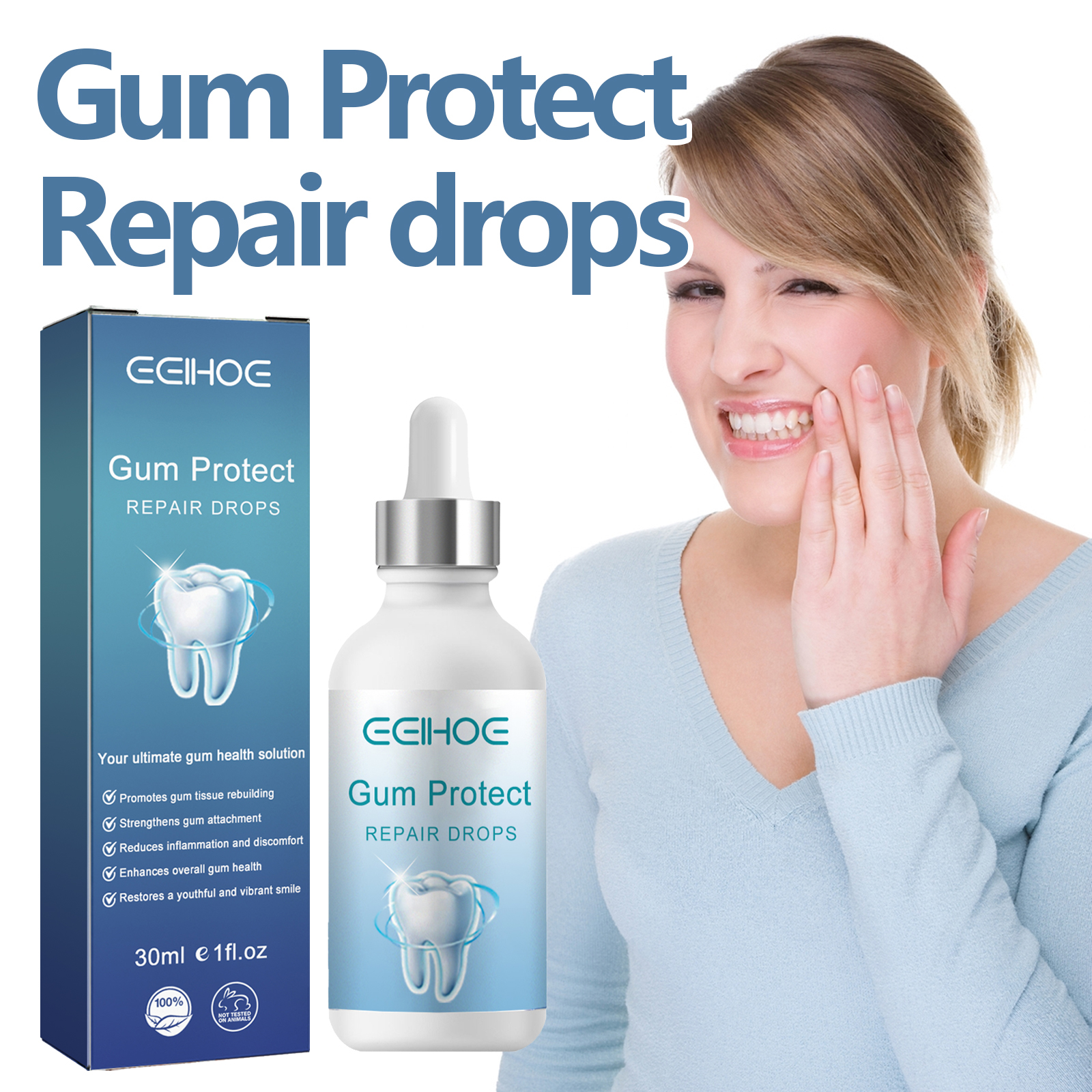 Gum Repair Drops Oral Care Clean Teeth Stains Yellowing Whitening Fresh Breath 30ml