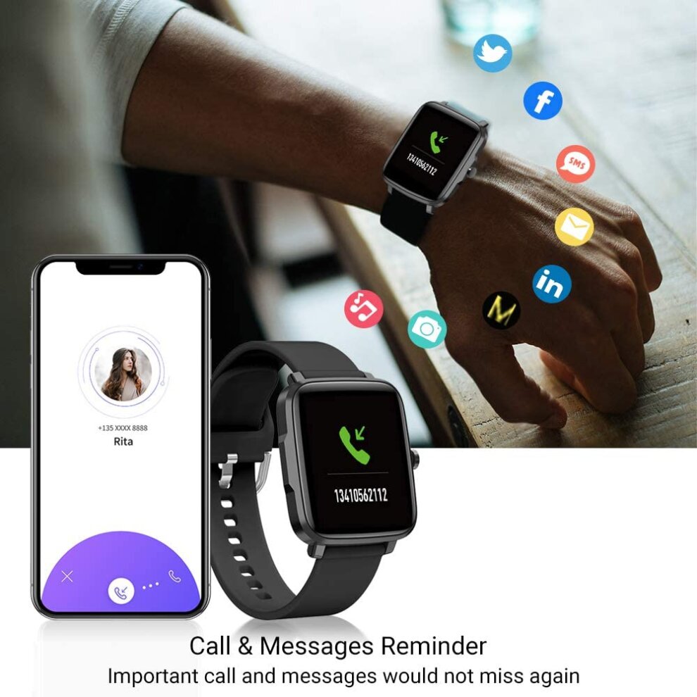 gandley Smart Watch 1.54' Full Touch Screen for Android iOS Activity Tracker IP68 Waterp
