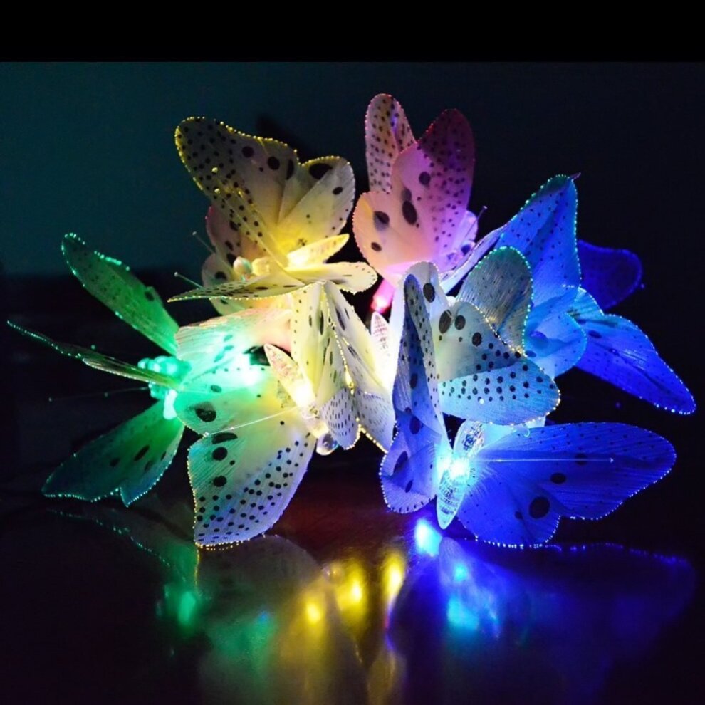 Solar Powered Butterfly Fiber Optic Fairy String Lights Waterproof Christmas Outdoor Gar