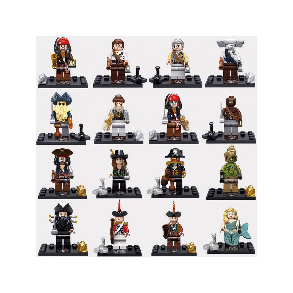 16PCS Caribbean Pirates Minifigures Compatible Toys Fit Lego