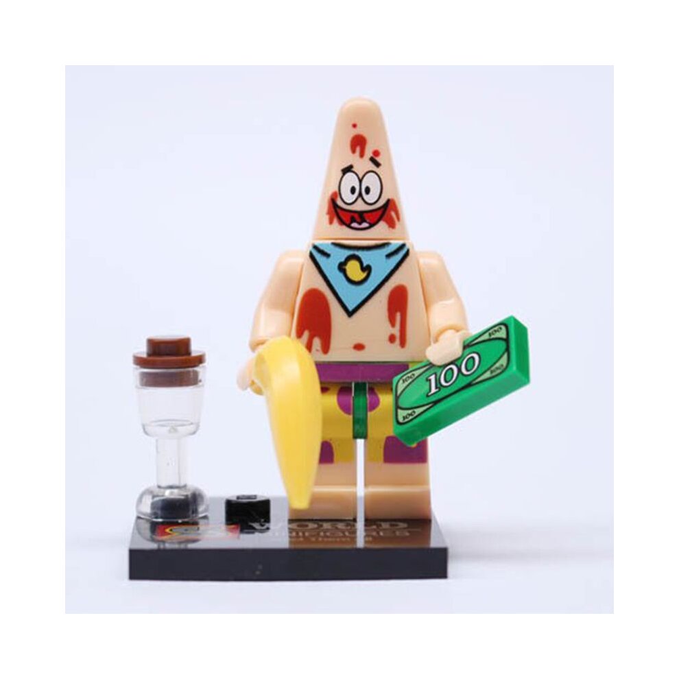 Spongebob Squarepants Minifigures Cartoon Action Figures Set Cake Toppers 8 Pieces Party Supplies Collectible Anime Movie Building Blocks Model Toys Fans Kids Boys Girls Gifts
