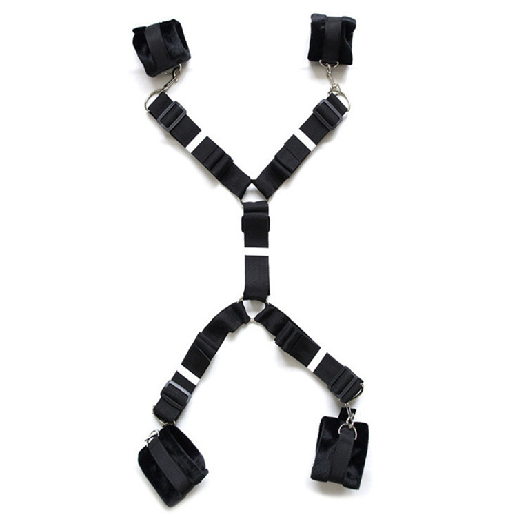 Sex Bondage BDSM Kit for Couple Bed Restraints Set Adult Sex Toys with Hand Cuffs Ankle Cuff Bondage Collection Blindfold Tickler Included Sex Pleasure Devices