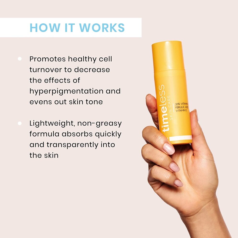 Timeless Skin Care 20 Percent Vitamin C + E Ferulic Acid Serum 30ml