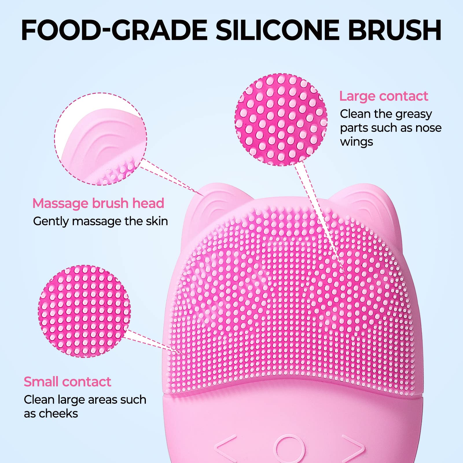 (Pink) Electric Face Scrubber Facial Cleansing Brush Vibrating Cleanser Machine for Exfoliating Waterproof  Rechargeble