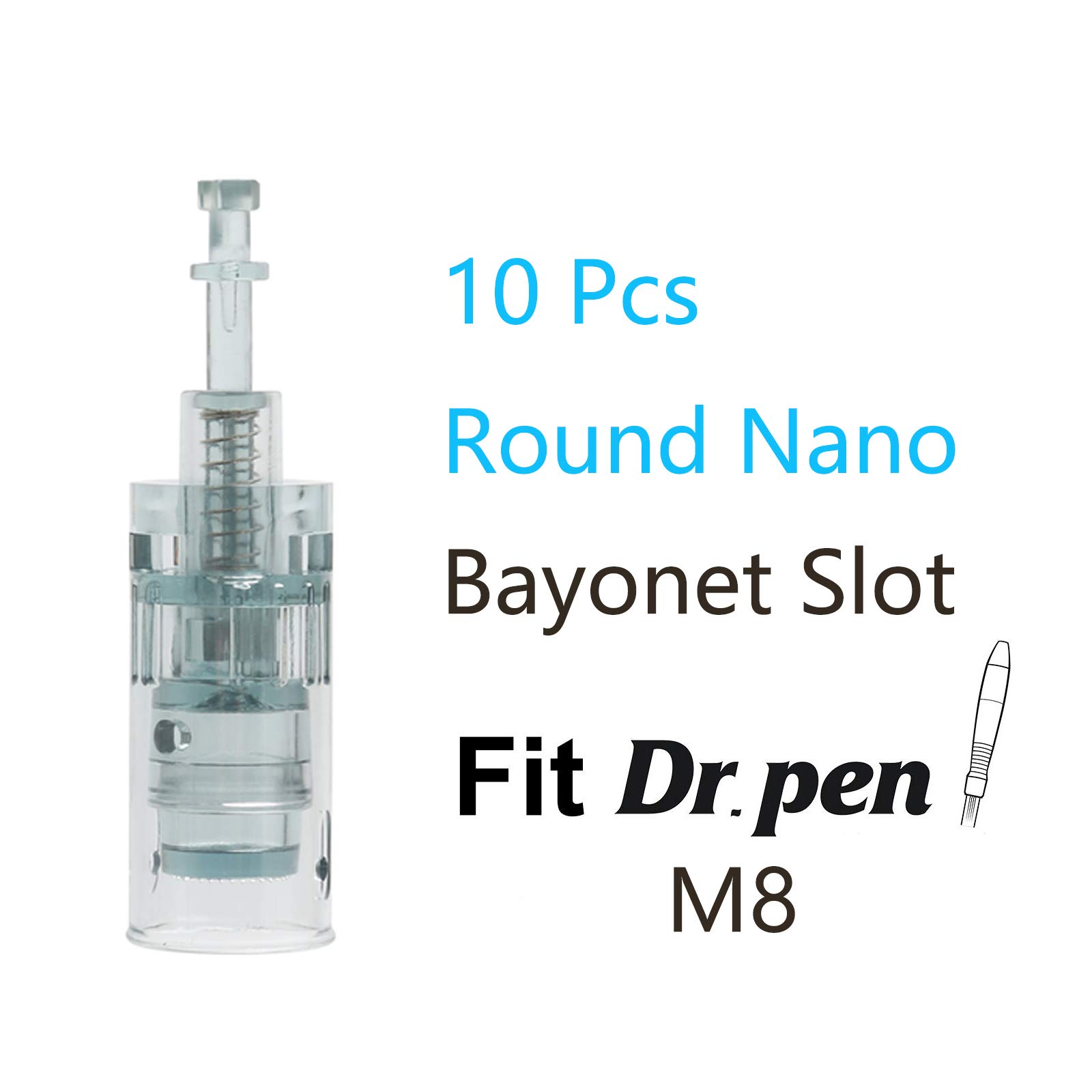 Dr.pen Ultima M8 Microneedling Pen Replacement Cartridges Round Nano Bayonet Slot Disposable Replacement Accessories 10 Pcs Pack