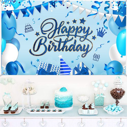 Happy Birthday Banner Backdrop Sign Decorations Backdrop Glitter Party Supplies Photo Background for Children Men Women