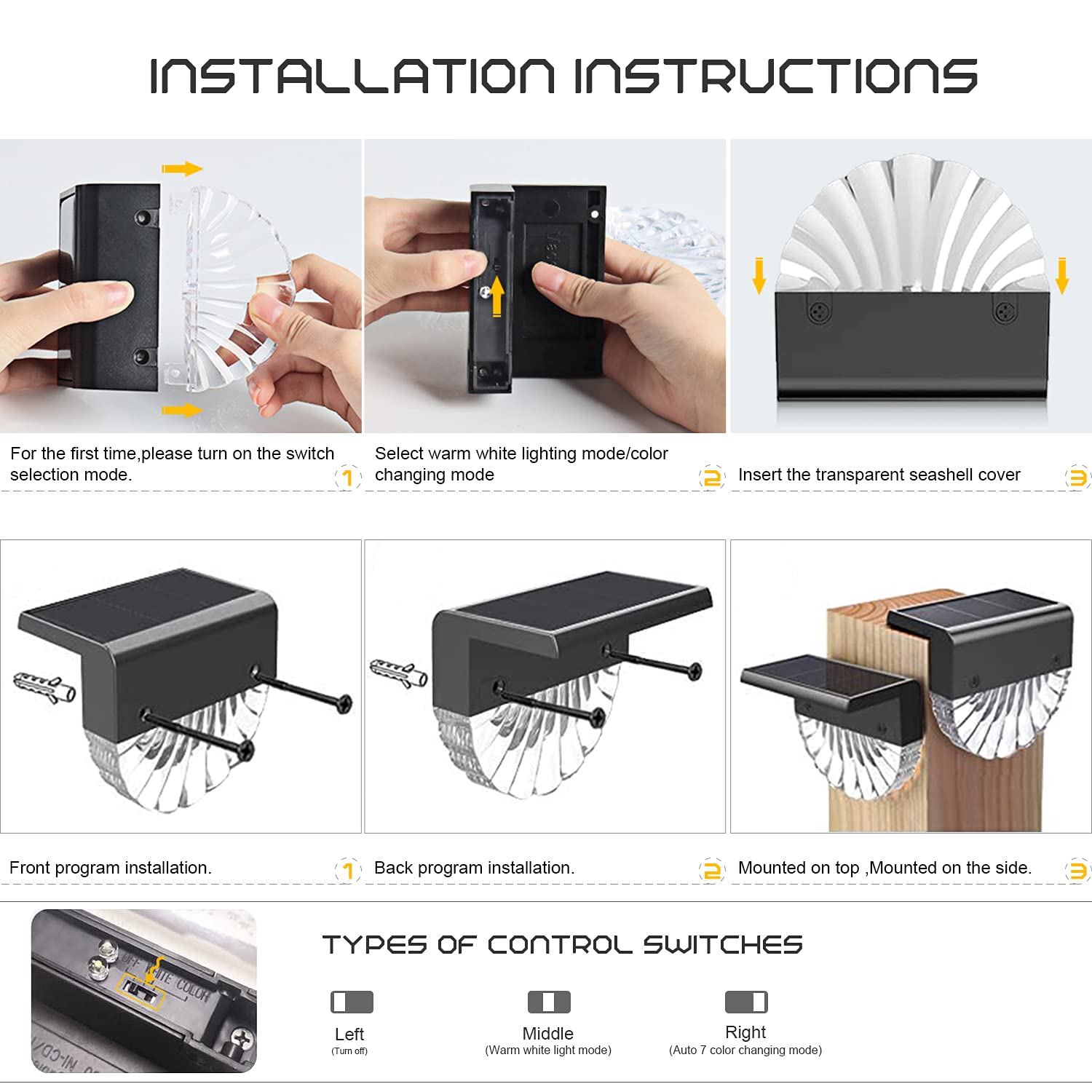 Pathway Lighting Solar Deck Light Solar Step Lights Used for Fence Terraces, Stairs Garden Decorations 4Pcs