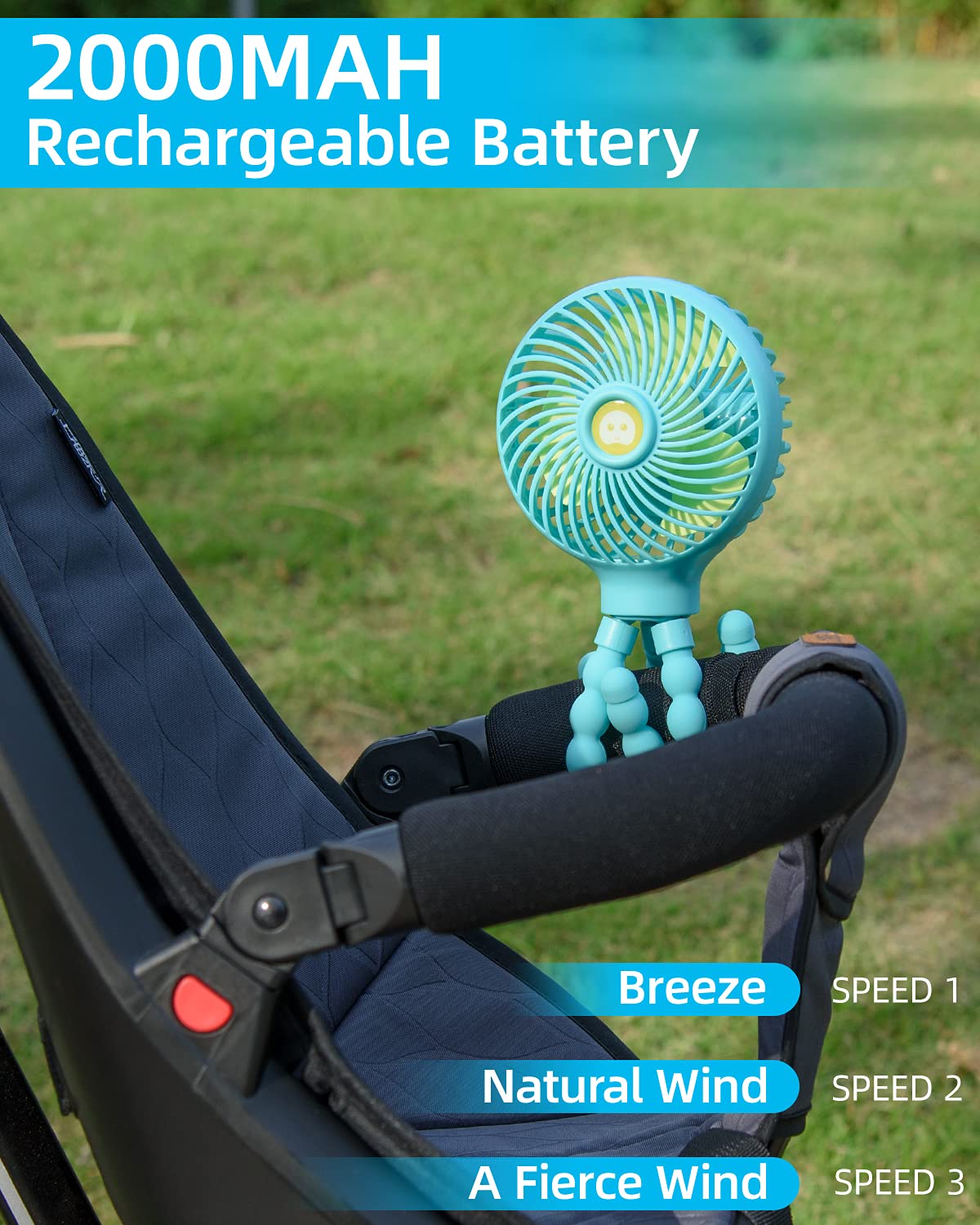 Handheld Personal Fan Portable Mini Small USB Desk Clip On Fan with Flexible Tripod for Crib Office Treadmill Bike Travel