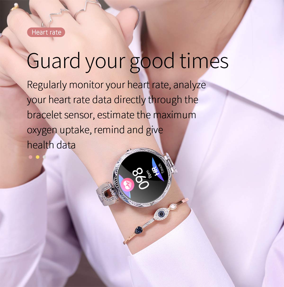 (Blue) Smart Watch Fitness Tracker with Heart Rate Blood Pressure Waterproof Bluetooth Smartwatch for Women