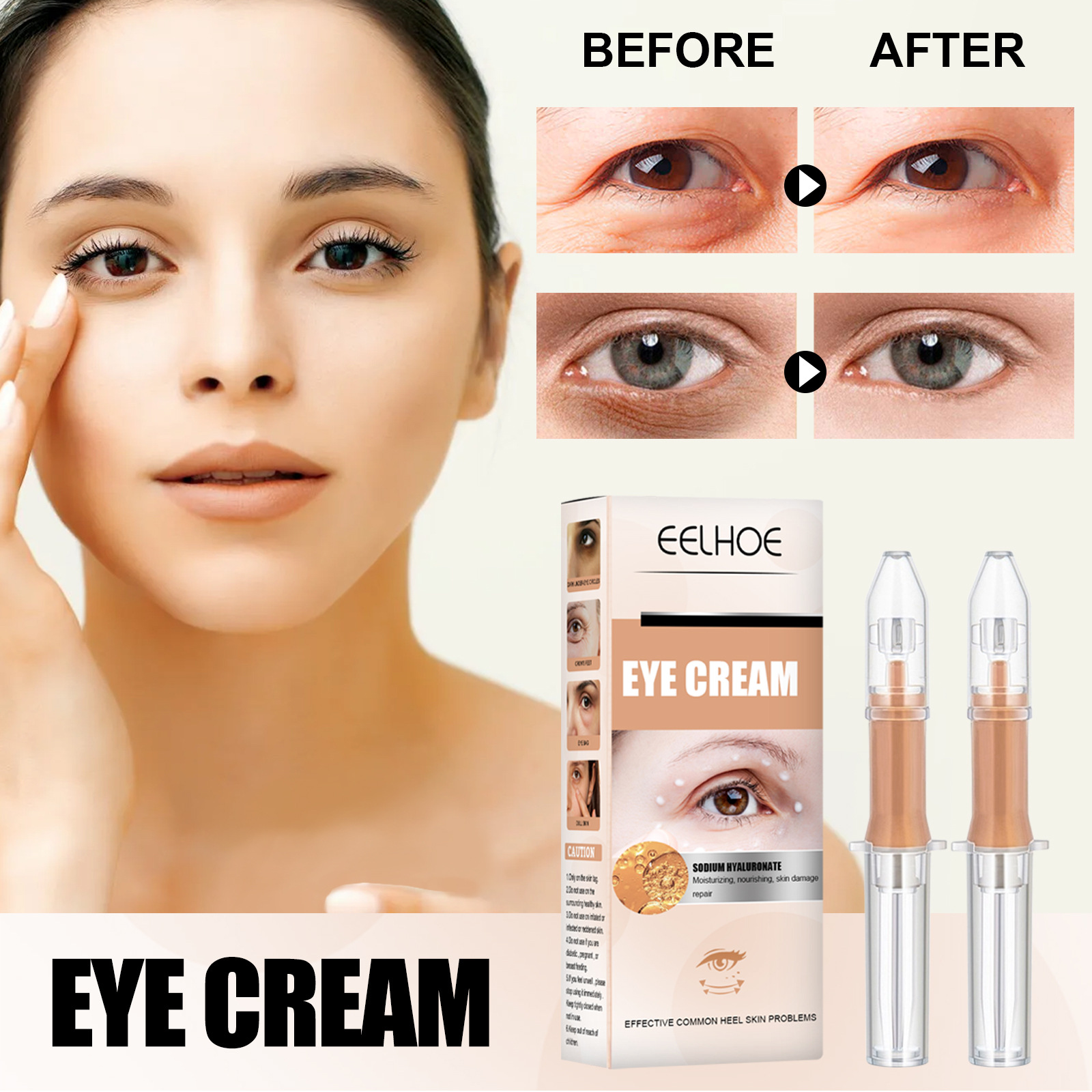(1PC) Eye Cream Instant Eye Bag Removal Cream Collagen Anti Wrinkle Firming Skin Fade Fine Lines Anti Dark Circle Puffiness Brighten Eye Care Moisturizing and Repairing