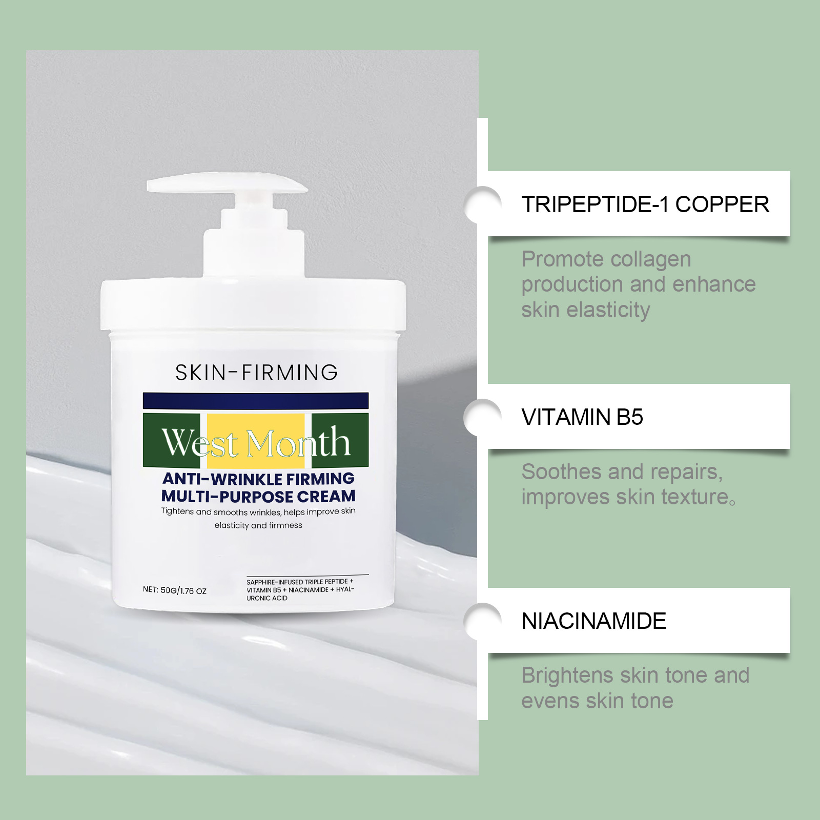 West Month Moisturizing Cream Firming Face Cream  Skin Hydrating Moisturizer Deep Fine Line Repair Lightening Tightening Lift Nourish Brighten Skin Care