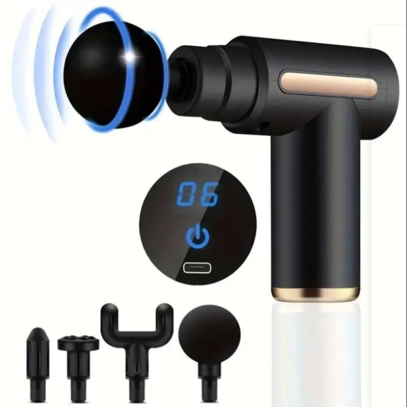 (Grey) Mini Muscle Massage Gun Protable Body Massager Deep Handheld Percussion Massager For Body Back And Neck Leg