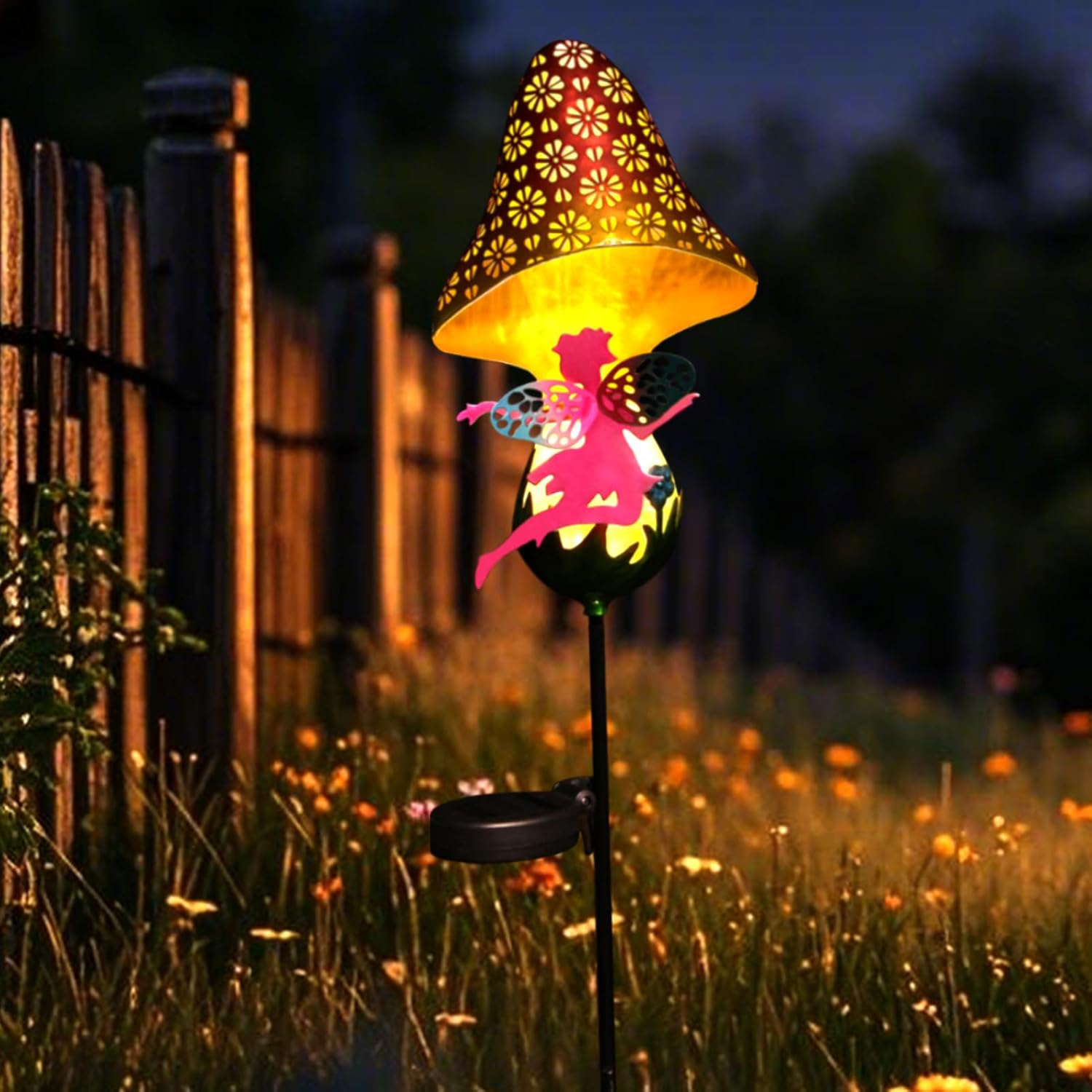 (Fairy) Solar Lights Garden Decorations,Moon Fairy Light Solar Crackle Glass Globe Warm LED Light for Pathway Lawn Patio Courtyard Gifts for Mom Grandma Women