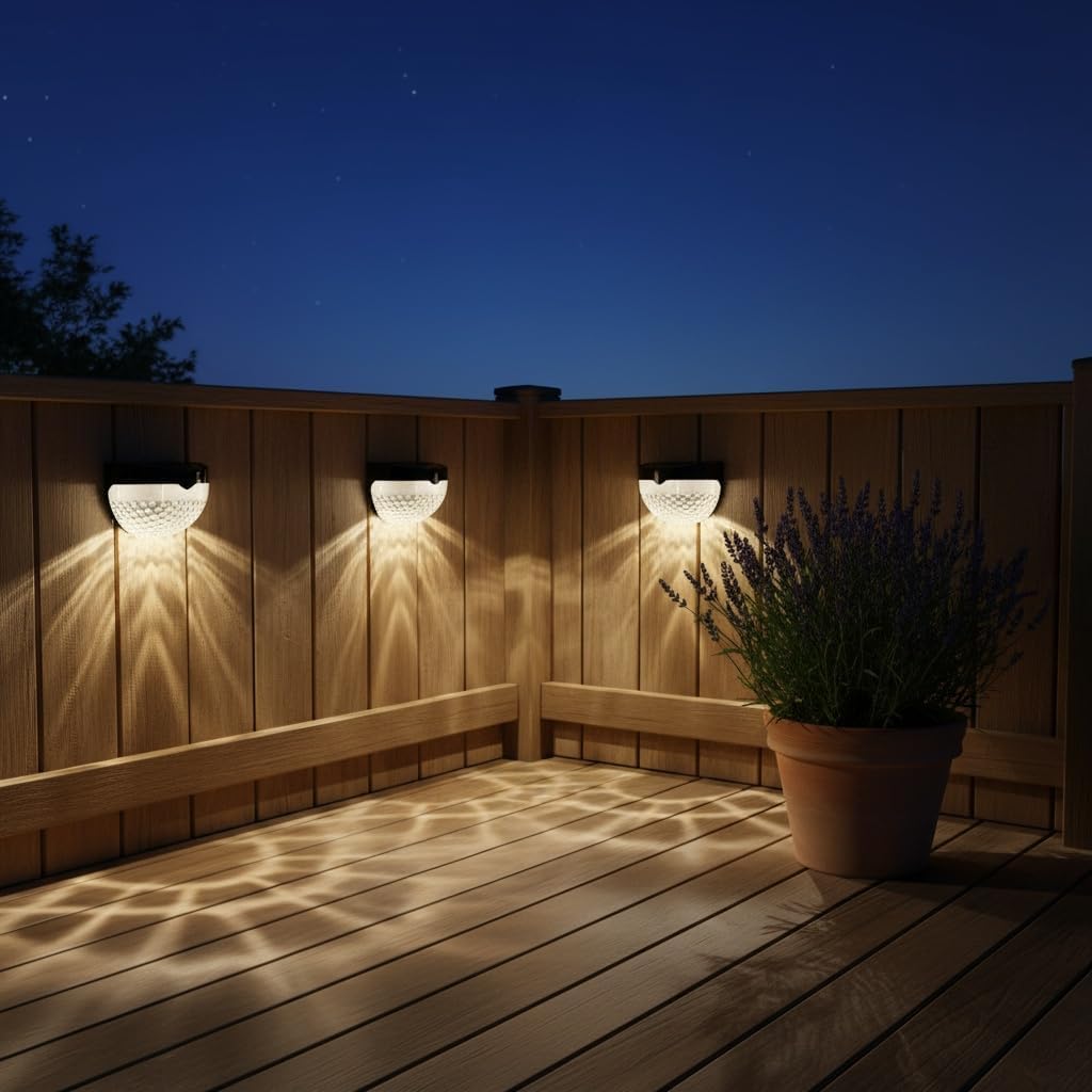 (4 pcs) Solar Lights Outdoor Garden Pack of 8 Outdoor Lights  Waterproof Night Light for Pathway Patio Deck Fence  Solar Security Light with Dusk to Dawn Sensor Outdoor