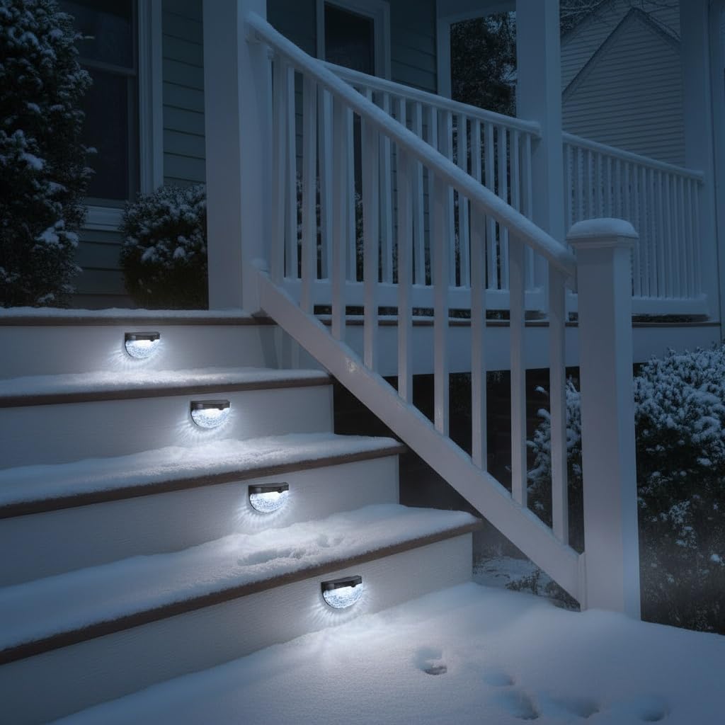 (4 pcs) Solar Lights Outdoor Garden Pack of 8 Outdoor Lights  Waterproof Night Light for Pathway Patio Deck Fence  Solar Security Light with Dusk to Dawn Sensor Outdoor