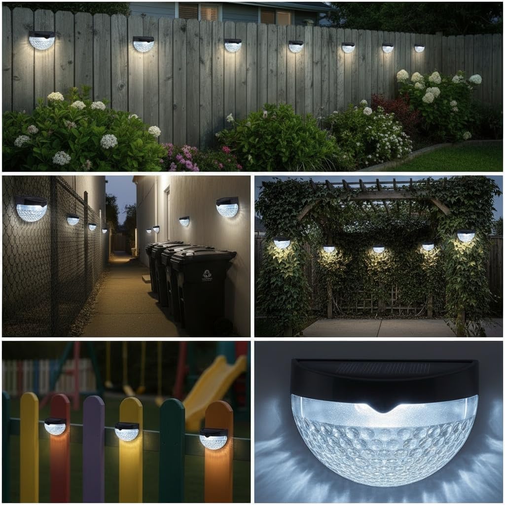 (4 pcs) Solar Lights Outdoor Garden Pack of 8 Outdoor Lights  Waterproof Night Light for Pathway Patio Deck Fence  Solar Security Light with Dusk to Dawn Sensor Outdoor