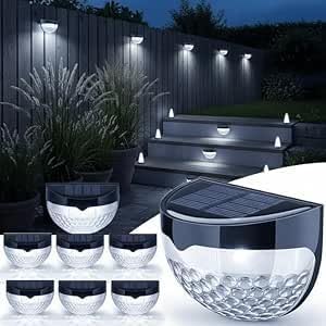 (4 pcs) Solar Lights Outdoor Garden Pack of 8 Outdoor Lights  Waterproof Night Light for Pathway Patio Deck Fence  Solar Security Light with Dusk to Dawn Sensor Outdoor