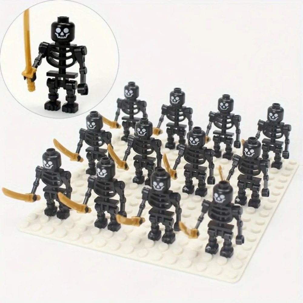 (Black) Skeleton Soldiers Building Blocks People Halloween Figures Mini Building Blocks Ninja Bone People Army Skeleton Corps