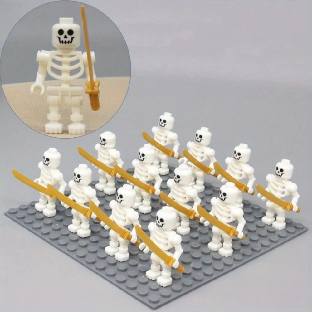 (Black) Skeleton Soldiers Building Blocks People Halloween Figures Mini Building Blocks Ninja Bone People Army Skeleton Corps