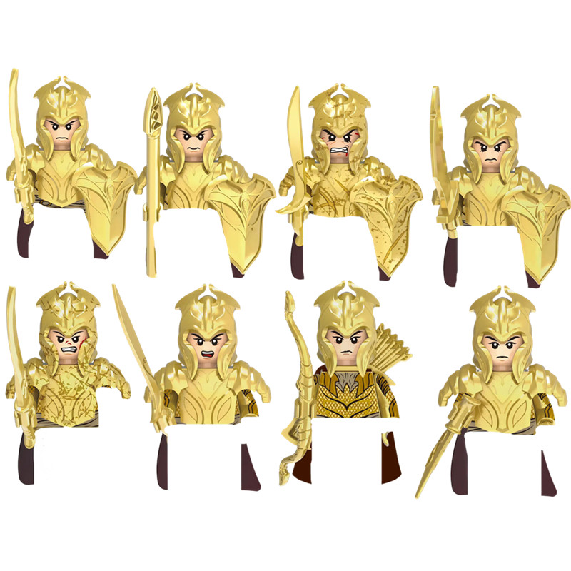 (8 PCS E) Military Building Blocks Solider Figures Movie Science Fiction Series Weapons Shield Knight Toys Gifts Medieval Mini Bricks