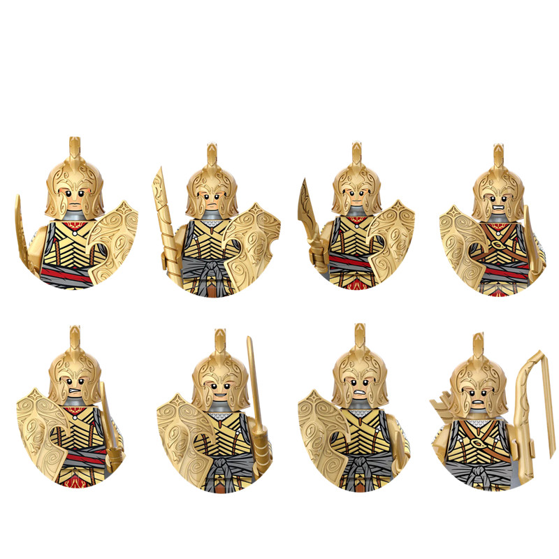 (8 PCS E) Military Building Blocks Solider Figures Movie Science Fiction Series Weapons Shield Knight Toys Gifts Medieval Mini Bricks