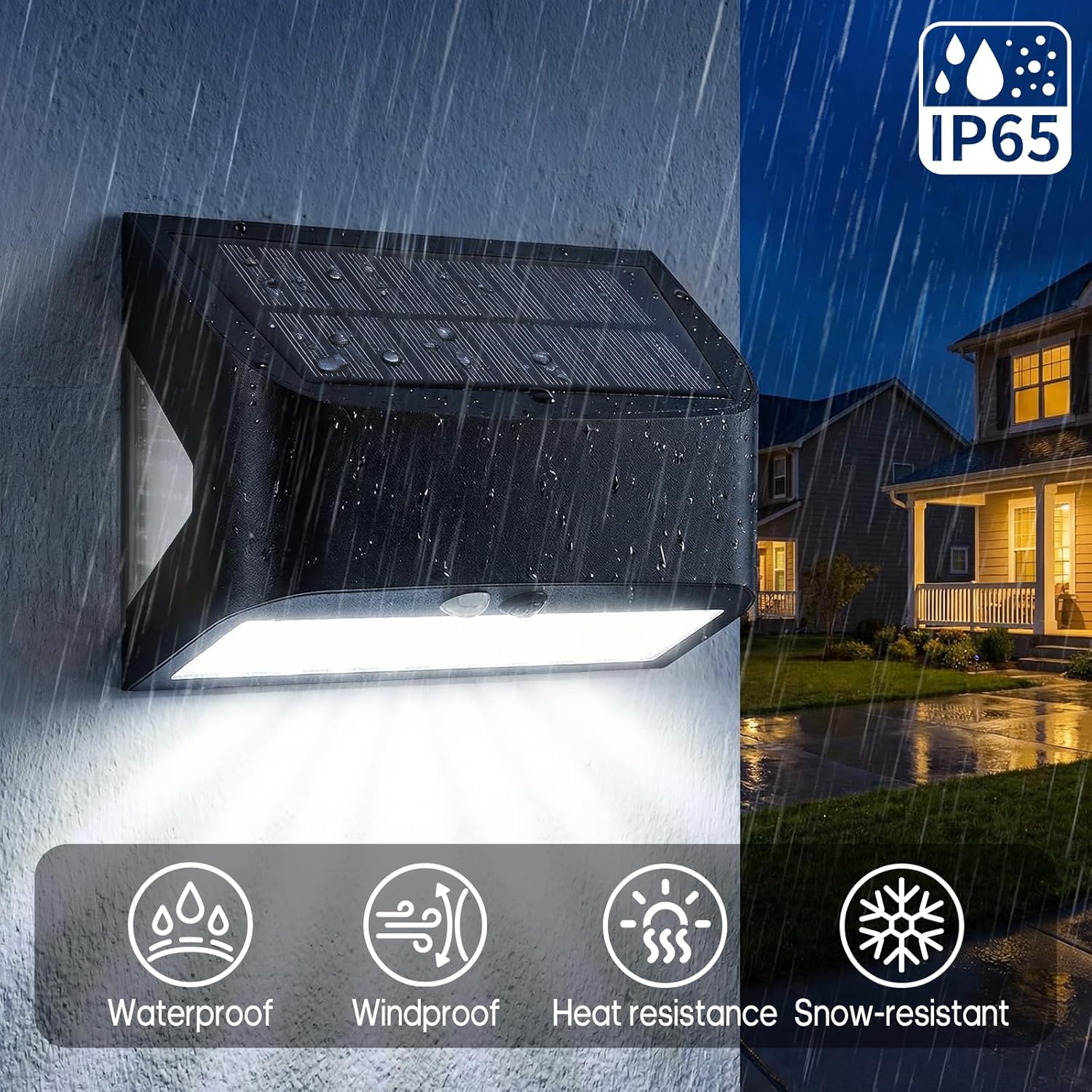 (1 pcs) Solar Wall Lights Outdoor Garden 2400mAh 1200LM USB Rechargeable Security Lights with Rear Light 6500K Motion Sensor Wall Lights 18-24H Hidden Hanging 