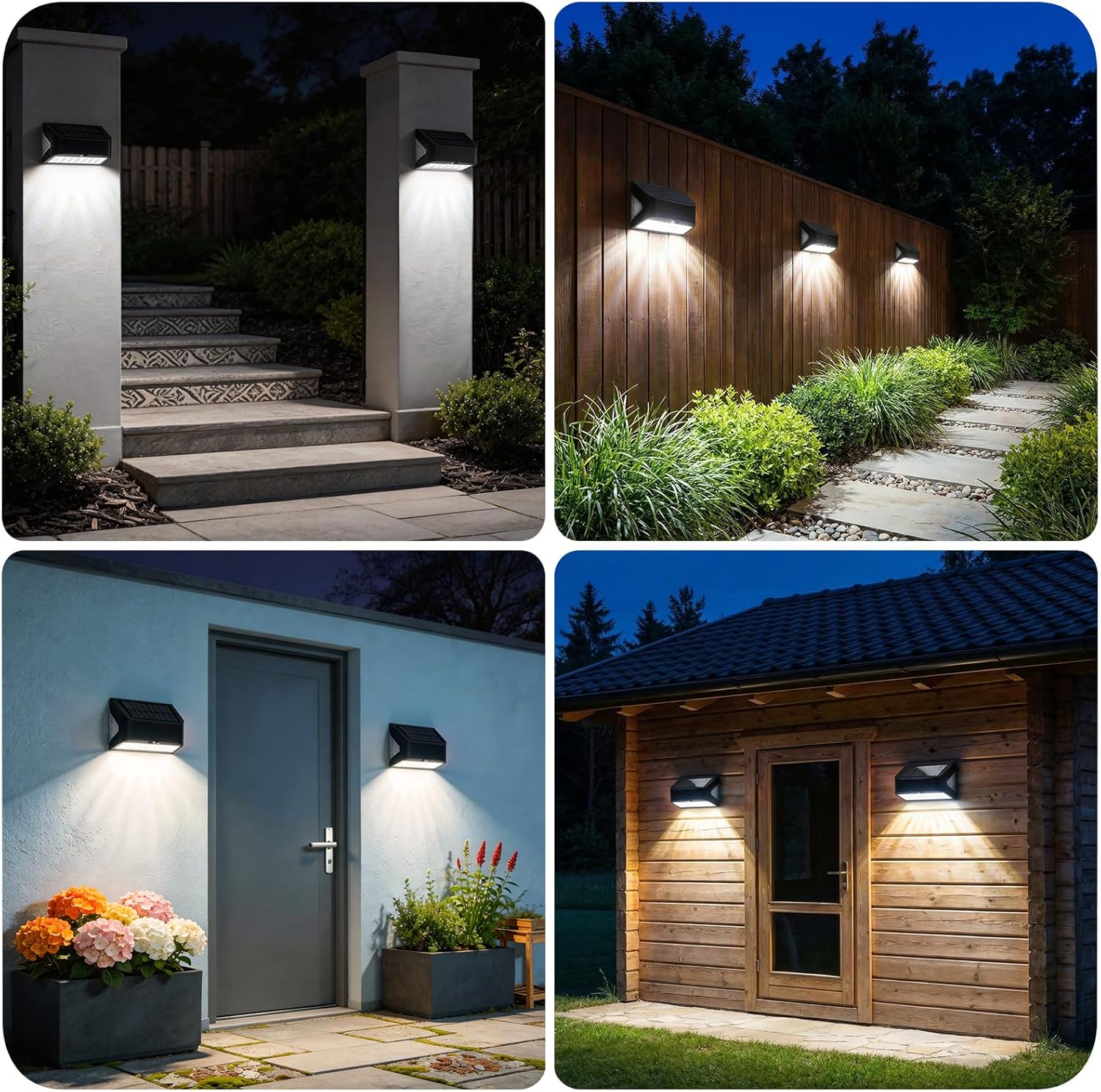 (1 pcs) Solar Wall Lights Outdoor Garden 2400mAh 1200LM USB Rechargeable Security Lights with Rear Light 6500K Motion Sensor Wall Lights 18-24H Hidden Hanging 