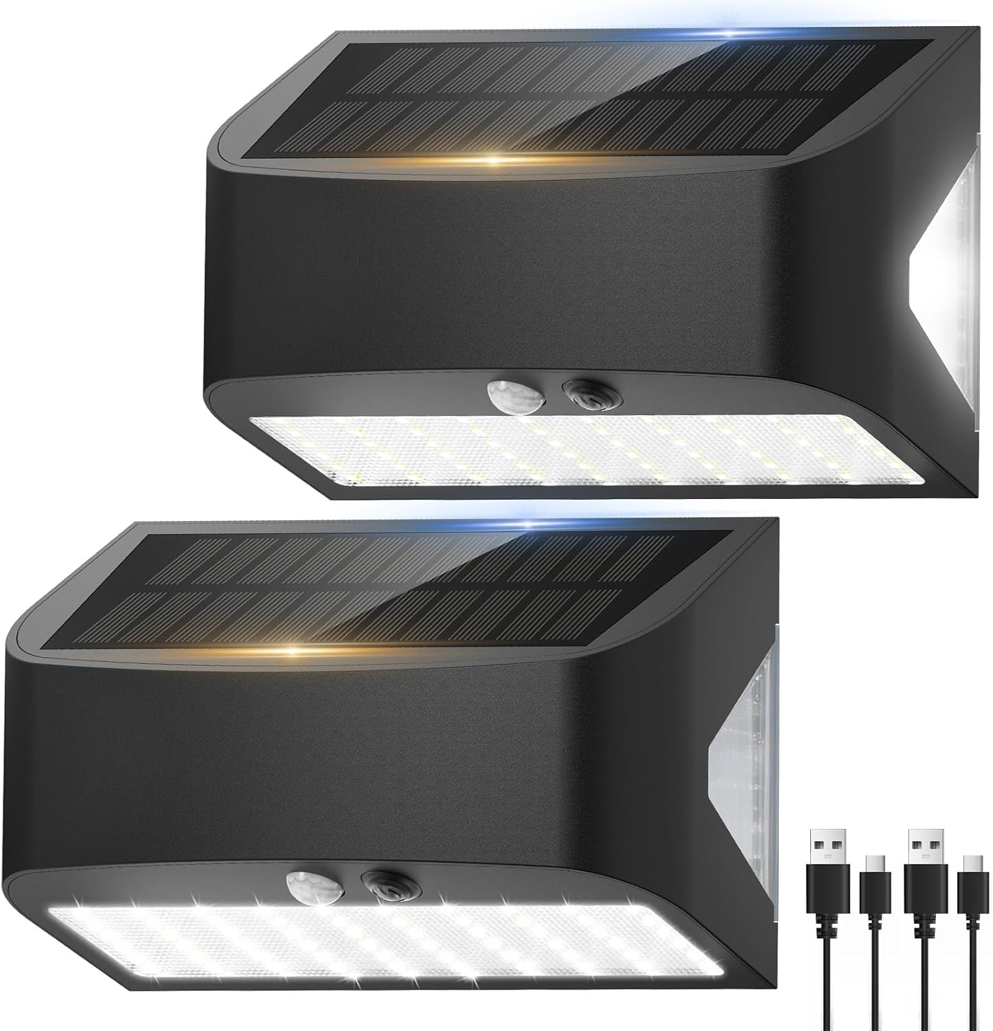 (1 pcs) Solar Wall Lights Outdoor Garden 2400mAh 1200LM USB Rechargeable Security Lights with Rear Light 6500K Motion Sensor Wall Lights 18-24H Hidden Hanging 