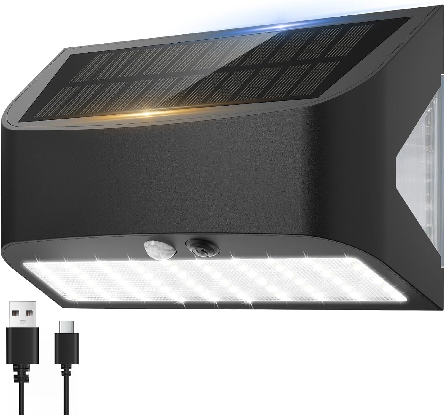 (1 pcs) Solar Wall Lights Outdoor Garden 2400mAh 1200LM USB Rechargeable Security Lights with Rear Light 6500K Motion Sensor Wall Lights 18-24H Hidden Hanging 