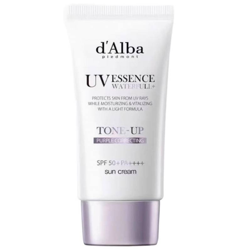 dAlba Italian White Truffle Waterfull Purple Tone-up Sunscreen 50ml SPF50 PA Pure and Vegan Hybrid Pink Moisturiser Luminous and Brightening