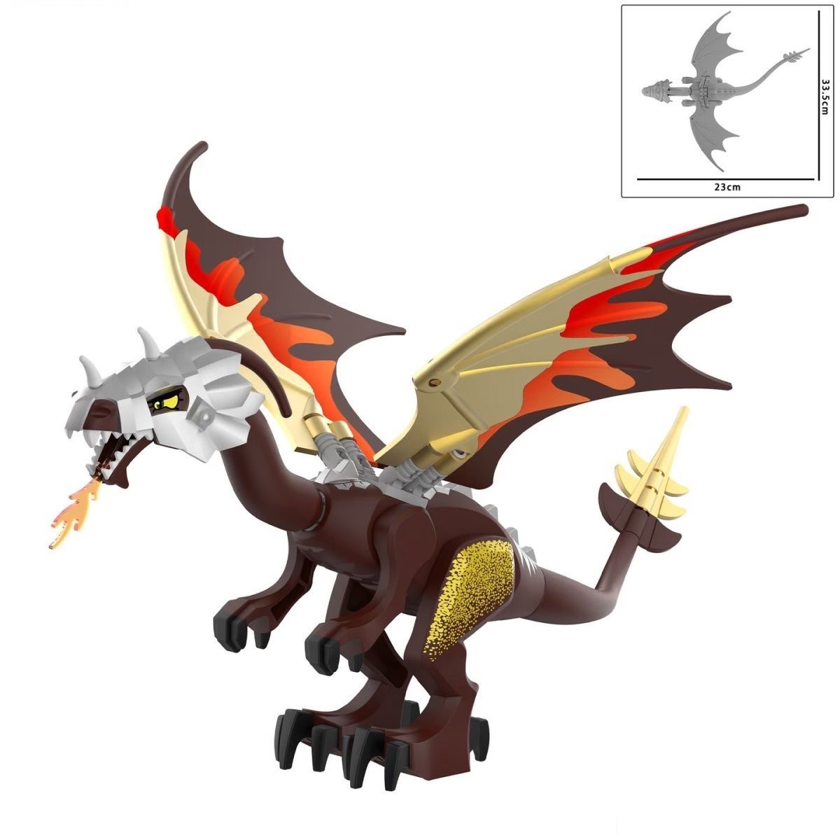 (Red) Kids Toys Armored Dragon The Mountain Cave Divine Dragon Building Kit Blocks Birthday Gifts