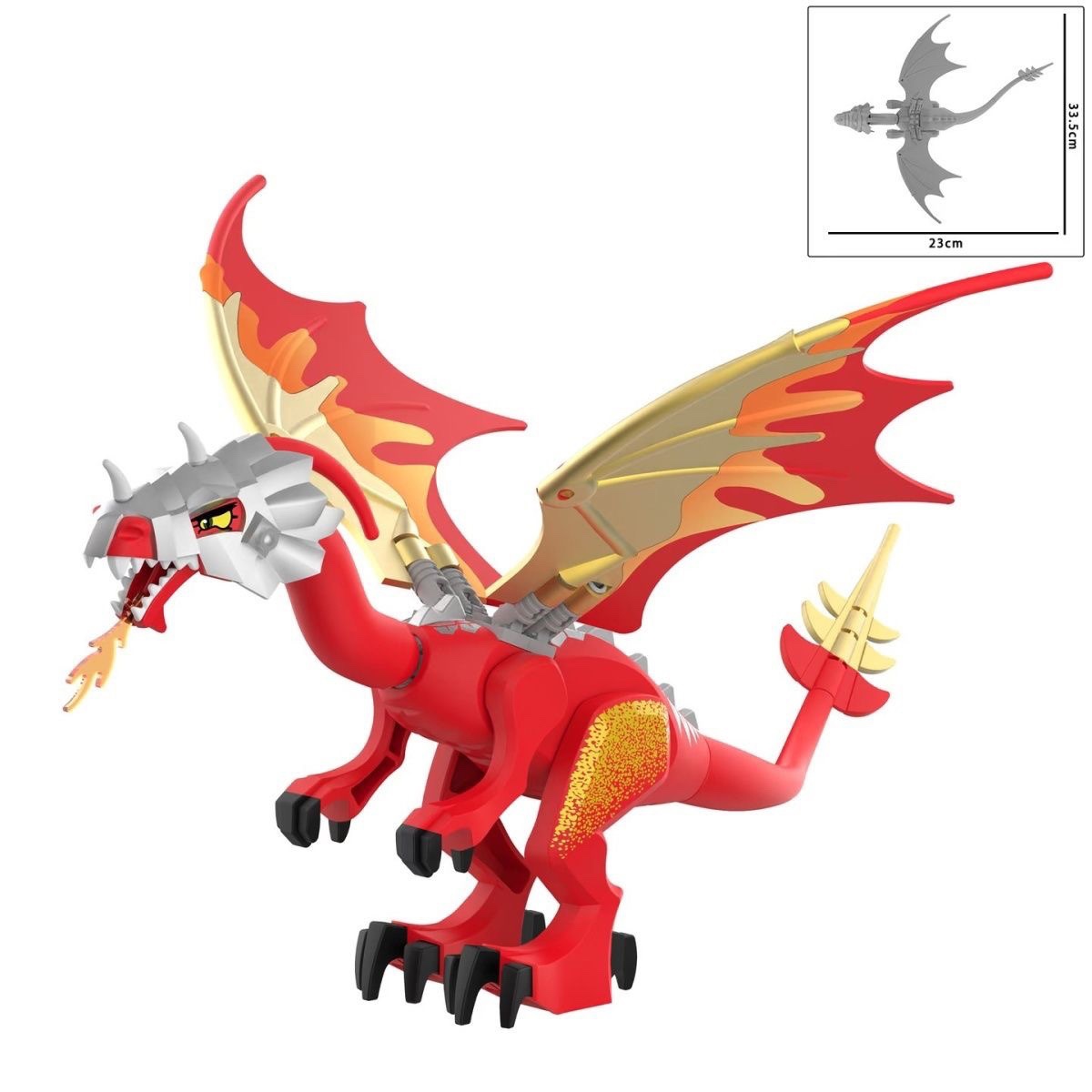 (Red) Kids Toys Armored Dragon The Mountain Cave Divine Dragon Building Kit Blocks Birthday Gifts