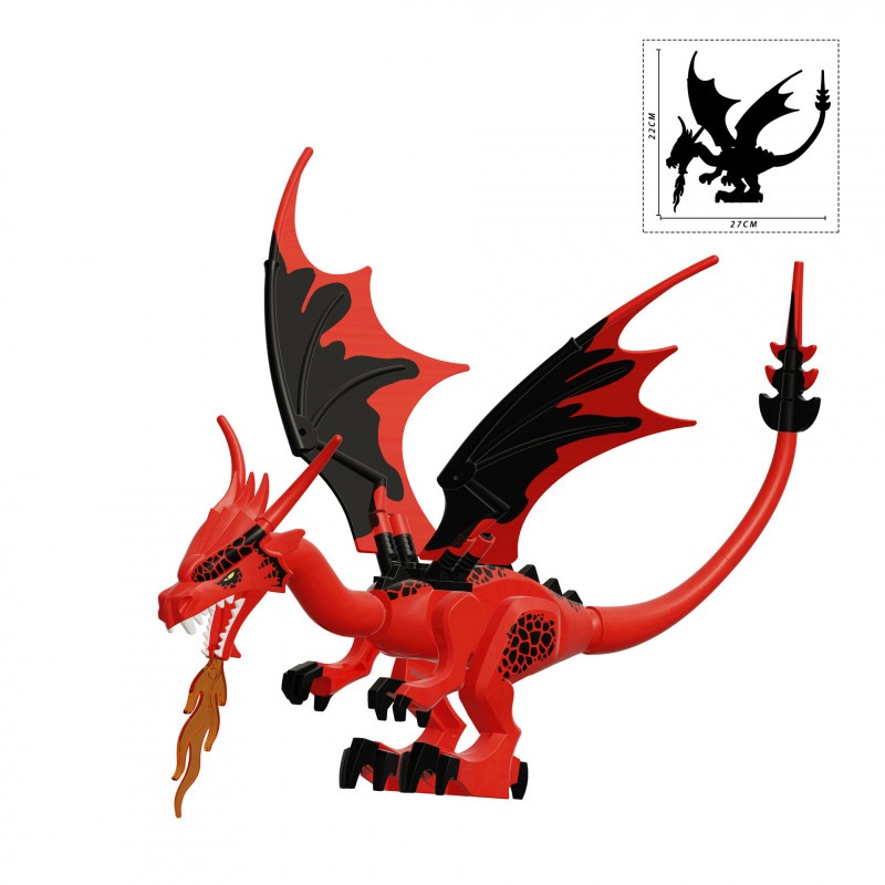 (Red) Kids Toys Armored Dragon The Mountain Cave Divine Dragon Building Kit Blocks Birthday Gifts
