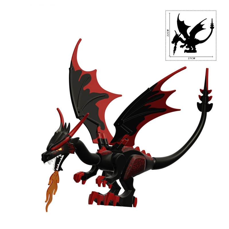 (Red) Kids Toys Armored Dragon The Mountain Cave Divine Dragon Building Kit Blocks Birthday Gifts