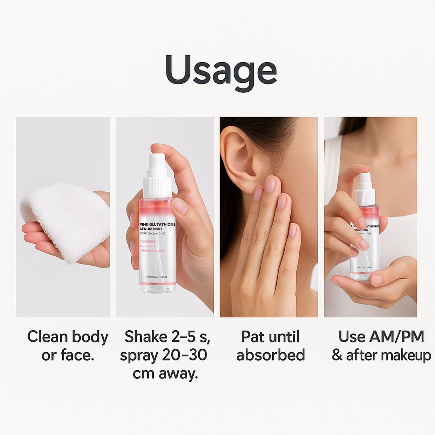 Pink Glutathione Essence Spray For Hydrating Brightening And Refreshing Facial Skin Daily Mist Toner 100ml 