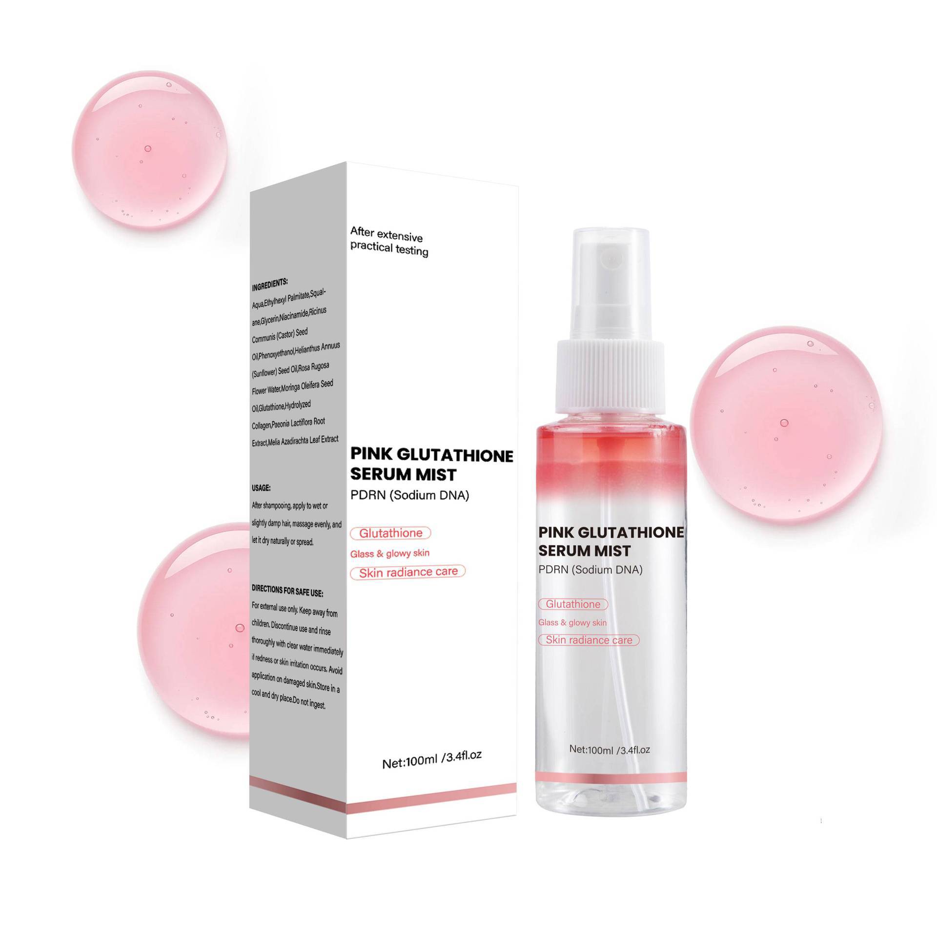 Pink Glutathione Essence Spray For Hydrating Brightening And Refreshing Facial Skin Daily Mist Toner 100ml 