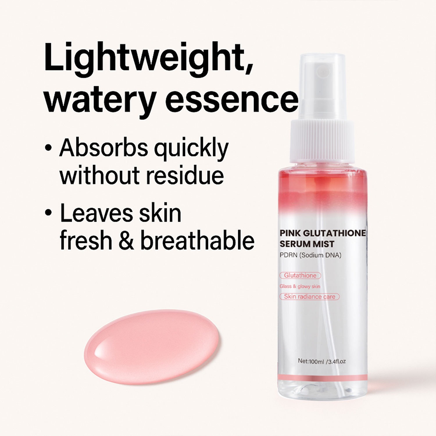 Pink Glutathione Essence Spray For Hydrating Brightening And Refreshing Facial Skin Daily Mist Toner 100ml 