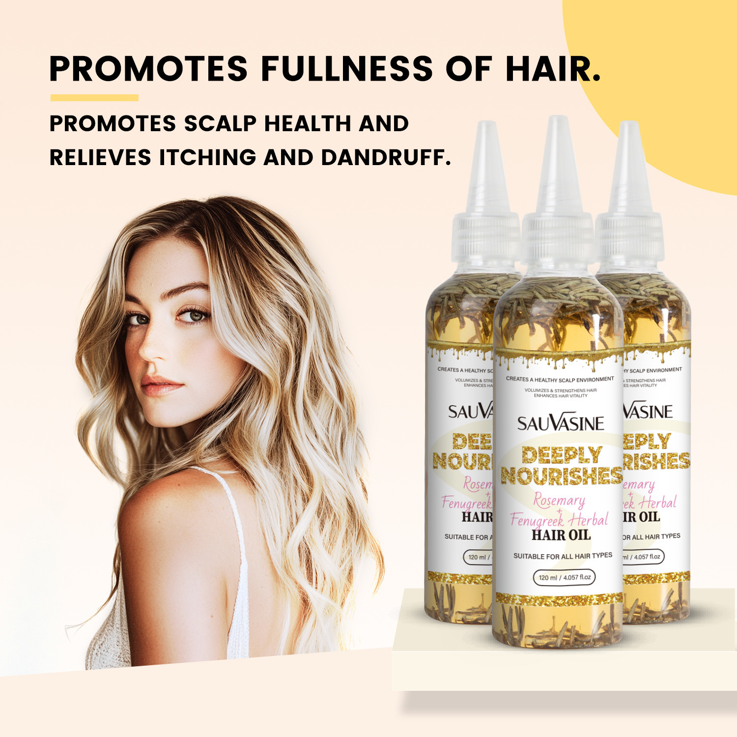 Rosemary Fenugreek Herbal Hair Oil Nourishing Scalp Strengthening Roots For Hair Growth And Thickening Daily Scalp Strand Treatment 120ml