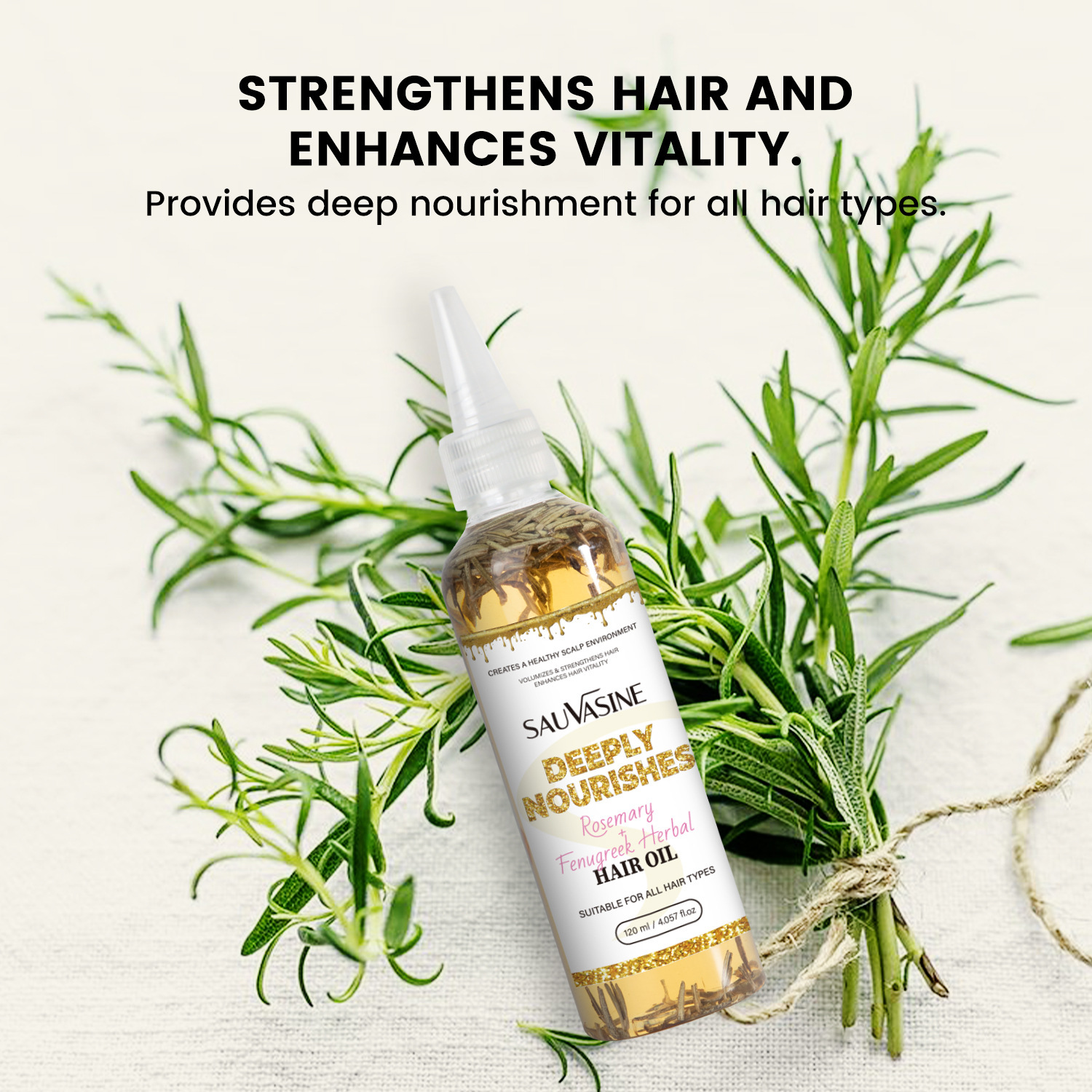 Rosemary Fenugreek Herbal Hair Oil Nourishing Scalp Strengthening Roots For Hair Growth And Thickening Daily Scalp Strand Treatment 120ml