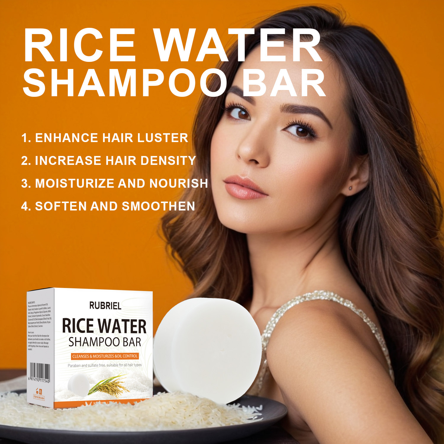 Rice Water Conditioner Bar Nourishing Smoothing For Dry Damaged Hair Daily Scalp And Strand Care 100g