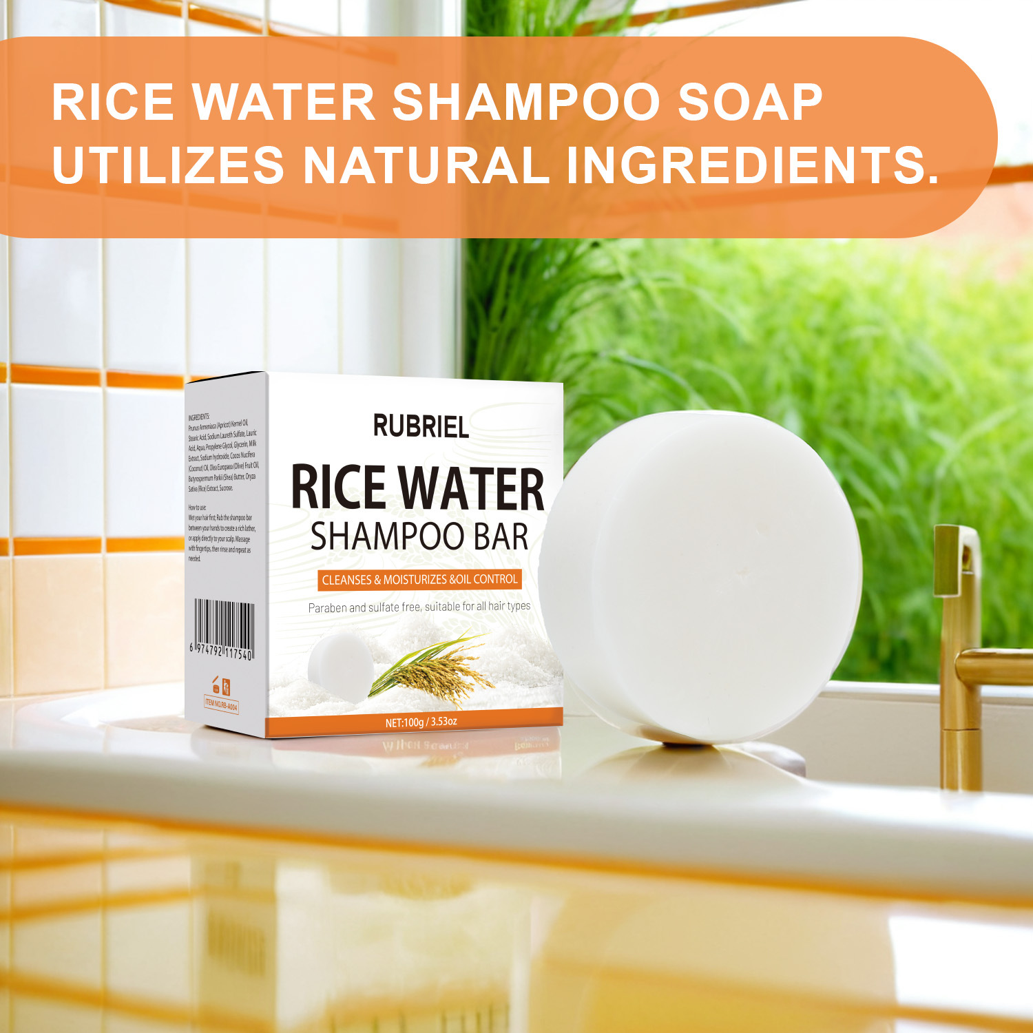 Rice Water Conditioner Bar Nourishing Smoothing For Dry Damaged Hair Daily Scalp And Strand Care 100g