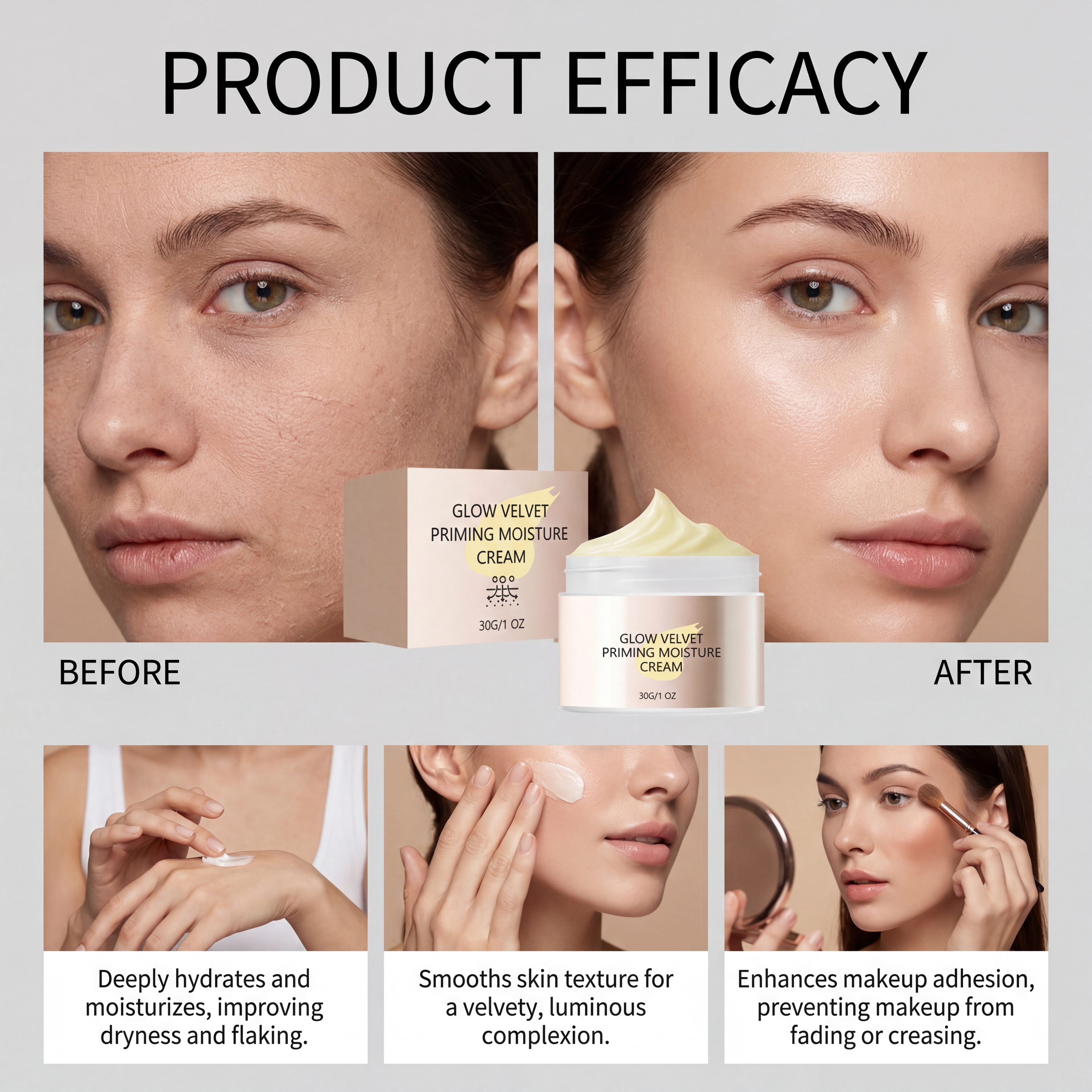 Velvet Glossy Primer Moisturizing Cream Gentle Care Skin Fit Foundation Clear Hydrating Fresh Non Sticky Facial Makeup Base