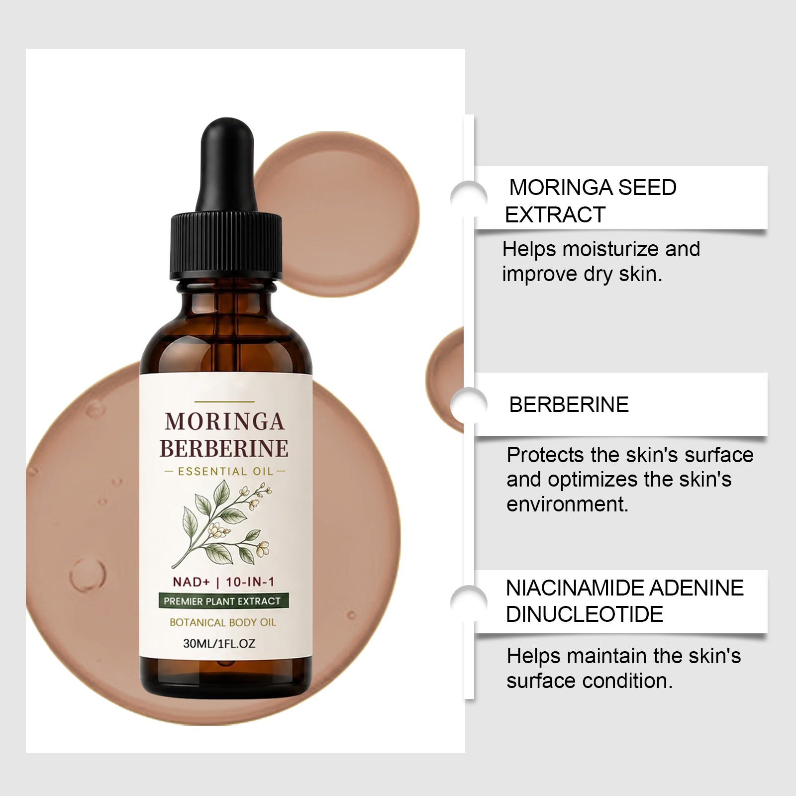 Plant Nourishing Essential Oil Natural Ingredient Silky Smooth Hydrating Soften Skin Daily Body Care Liquid