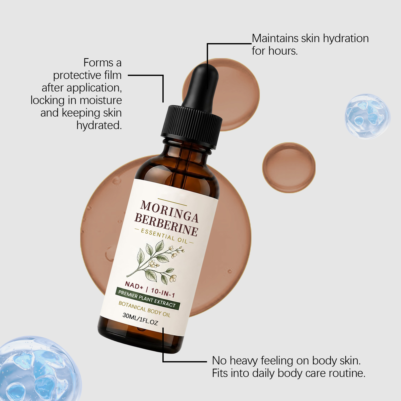 Plant Nourishing Essential Oil Natural Ingredient Silky Smooth Hydrating Soften Skin Daily Body Care Liquid