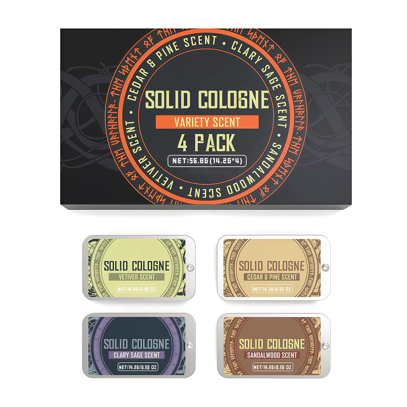 Men Solid Perfume Balm Set Fresh Mild Scent Natural Long Lasting Daily Portable Male Fragrance